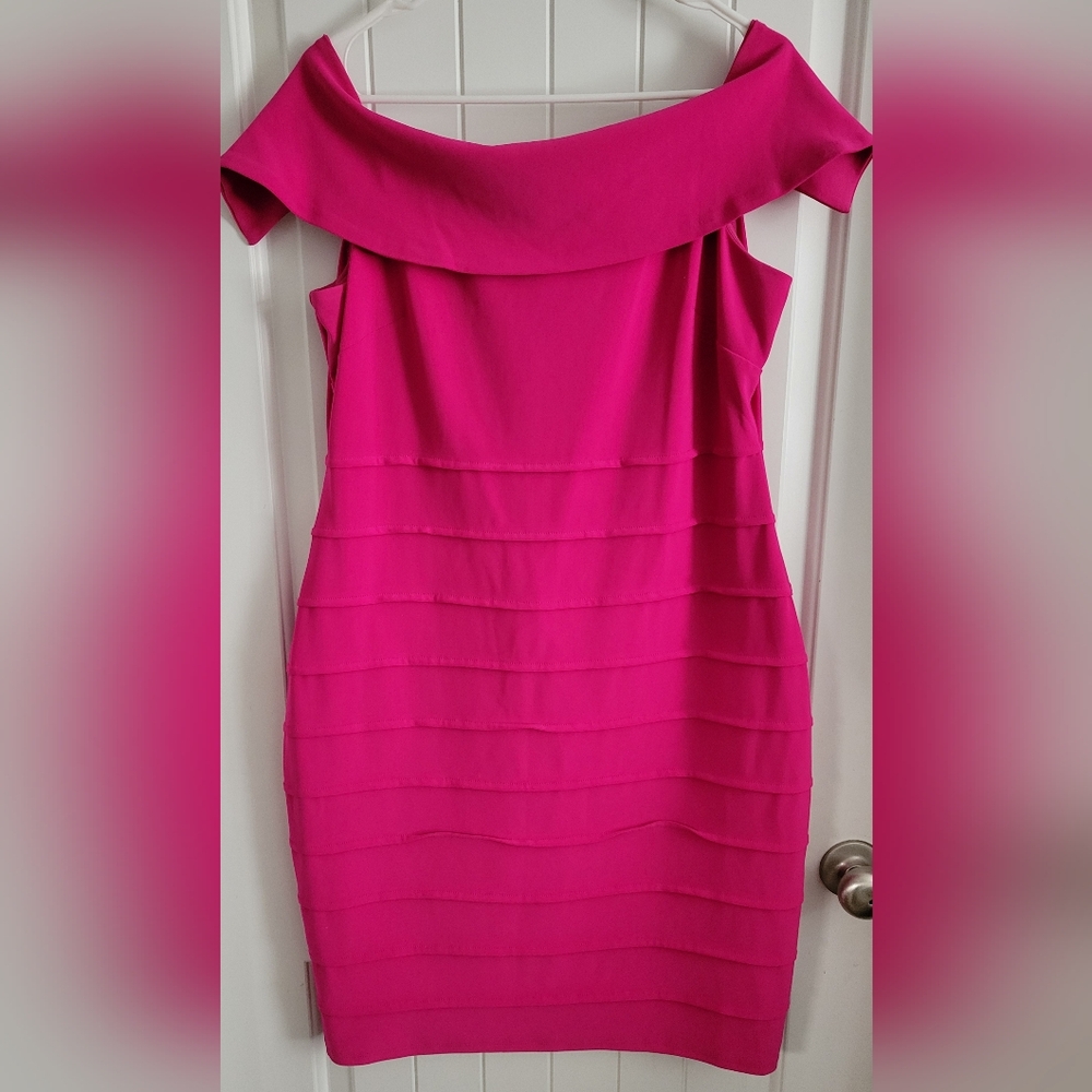 Marina Hot Pink Off the Shoulder Dress Bodycon Style Medium ♥️